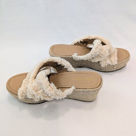 ALTAR'D STATE Wales Furry Espadrille Platform Sandals 9 EUC Cream Tan - Picture 5 of 12